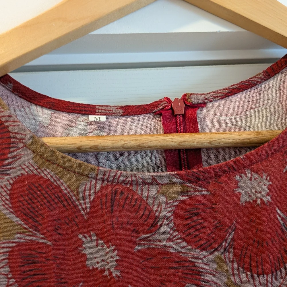 Floral Print Linen Blend Short Sleeve Dress - Picture 4 of 7